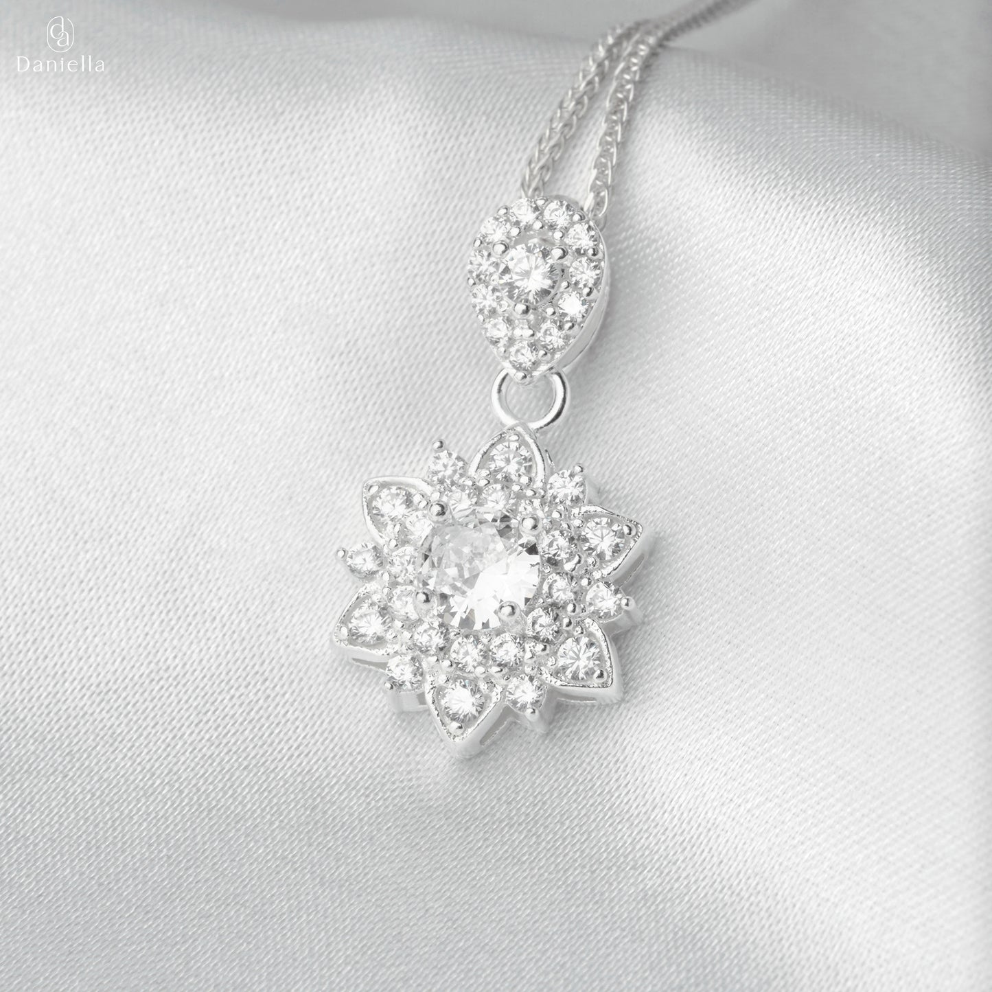 Sterling Silver 925 Sunlit Blossom Pendant (Silver Necklace Included)