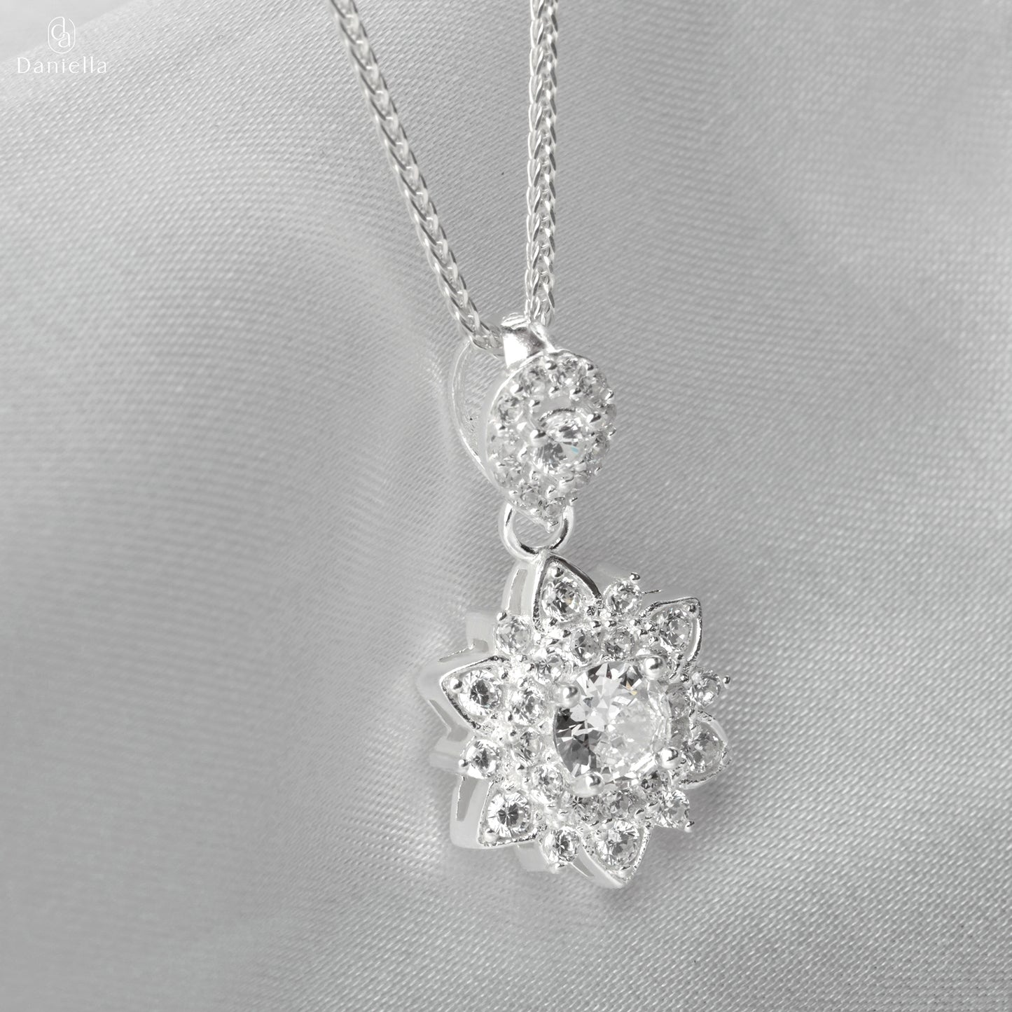 Sterling Silver 925 Sunlit Blossom Pendant (Silver Necklace Included)